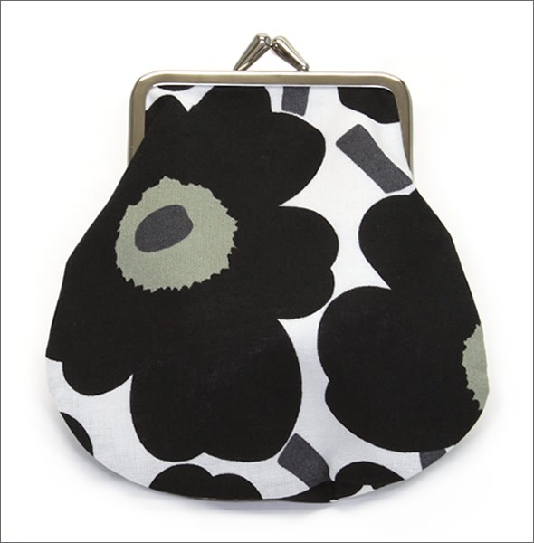 マリメッコ PIENI KUKKARO MINI UNIKKO ミニウニッコ柄 がま口 コットンパース ミニ・ポーチ 小物入れ 020310 030 white/black/olive