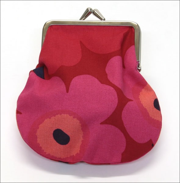 マリメッコ PIENI KUKKARO MINI UNIKKO ミニウニッコ柄 がま口 コットンパース ミニ・ポーチ 小物入れ 020310 301 red/dark red