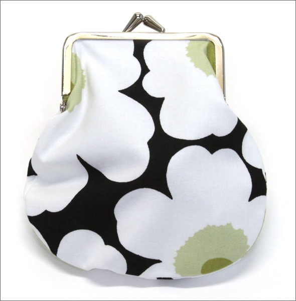 マリメッコ PIENI KUKKARO MINI UNIKKO ミニウニッコ柄 がま口 コットンパース ミニ・ポーチ 小物入れ 020310 910 black/white/green