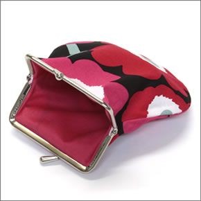 マリメッコ PIENI KUKKARO MINI UNIKKO ミニウニッコ柄 がま口 コットンパース ミニ・ポーチ 小物入れ 020310 934 black/pink/red