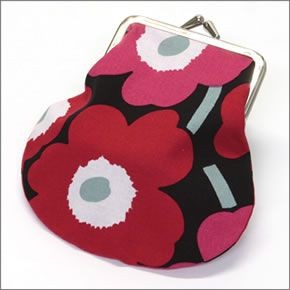 マリメッコ PIENI KUKKARO MINI UNIKKO ミニウニッコ柄 がま口 コットンパース ミニ・ポーチ 小物入れ 020310 934 black/pink/red