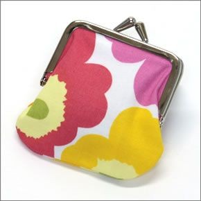 マリメッコ MINI-UNIKKO MINI KUKKARO ミニウニッコ柄 がま口 コットンパース コインケース 小銭入れ ミニ・ポーチ 034773 201 white/orange/pink