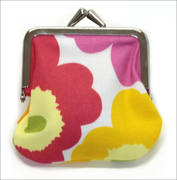 マリメッコ MINI-UNIKKO MINI KUKKARO ミニウニッコ柄 がま口 コットンパース コインケース 小銭入れ ミニ・ポーチ 034773 201 white/orange/pink