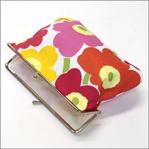 マリメッコ PUOLIKAS KUKKARO MINI UNIKKO ミニウニッコ柄 がま口 コットンパース マルチポーチ 小物入れ 037773 201 white/orange/pink