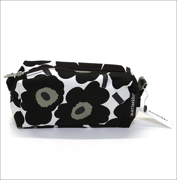 マリメッコ MINI-UNIKKO TAIMI  cosmetic bags ミニウニッコ柄 コットン コスメポーチ 小物入れ 038339 030 white/black/olive