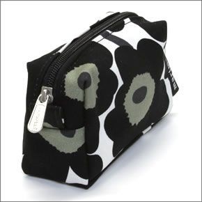 マリメッコ MINI-UNIKKO ITU cosmetic bags ミニウニッコ柄 コットンキャンバス コスメポーチ 小物入れ 038338 030 white/black
