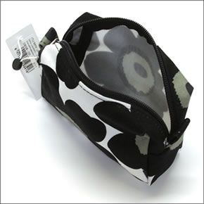 マリメッコ MINI-UNIKKO ITU cosmetic bags ミニウニッコ柄 コットンキャンバス コスメポーチ 小物入れ 038338 030 white/black