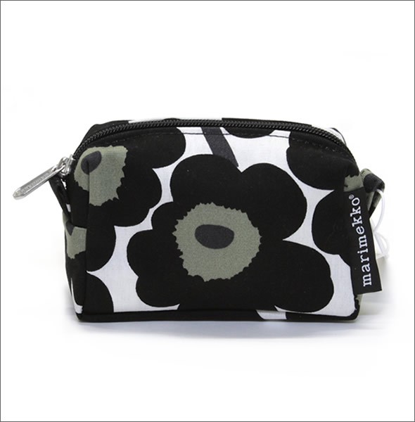 マリメッコ MINI-UNIKKO ITU cosmetic bags ミニウニッコ柄 コットンキャンバス コスメポーチ 小物入れ 038338 030 white/black
