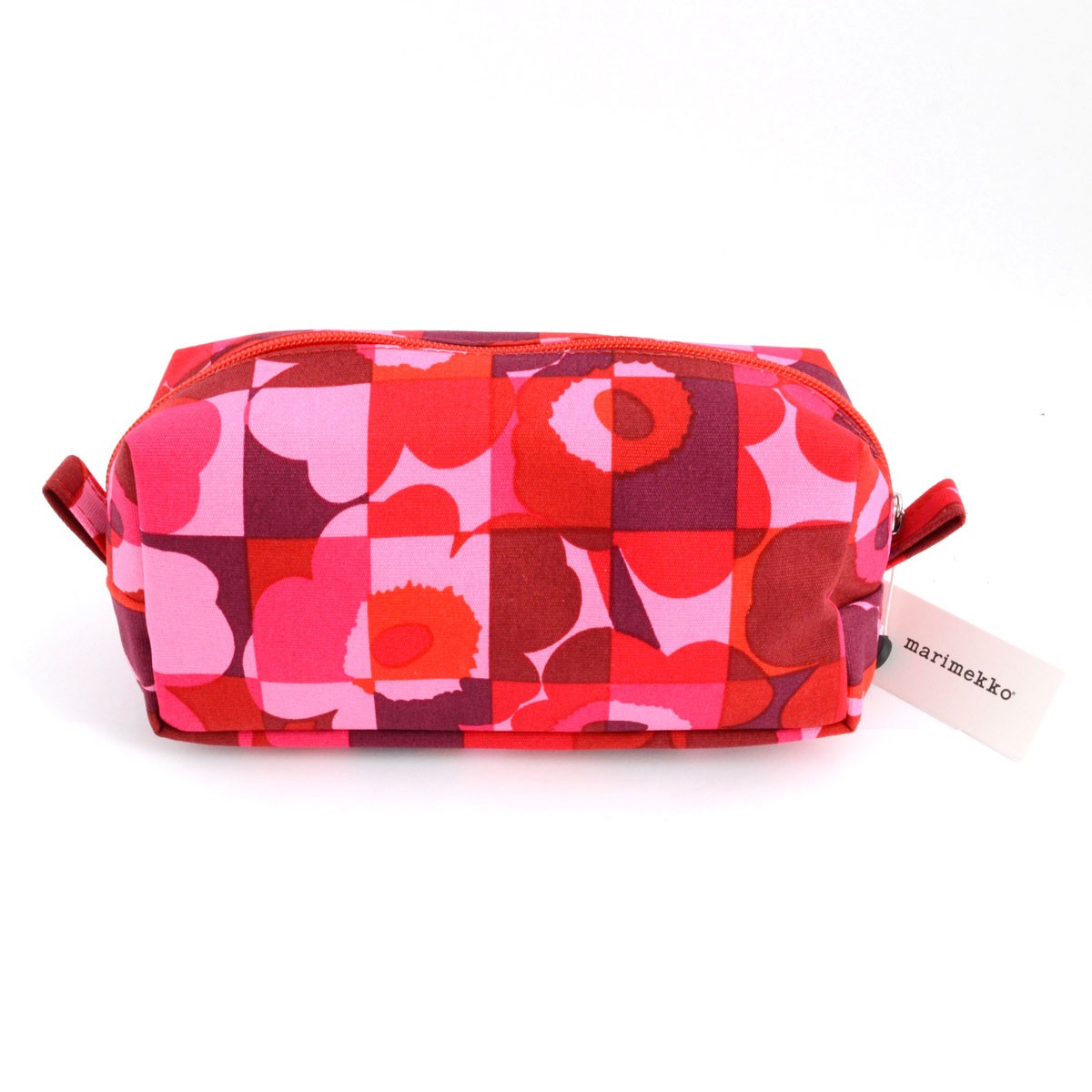 マリメッコ marimekko 042754 330 red/pink TAIMI MINI RUUTU-UNIKKO コットンキャンバス コスメポーチ 小物入れ