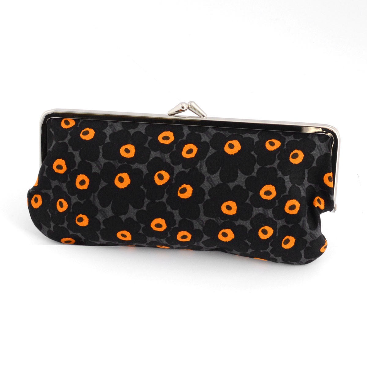 マリメッコ marimekko 042982 992 grey/black/orange SILMALASIKUK PIKKUINEN UNIKKO がま口 コットンパース ポーチ メガネケース 小物入れ