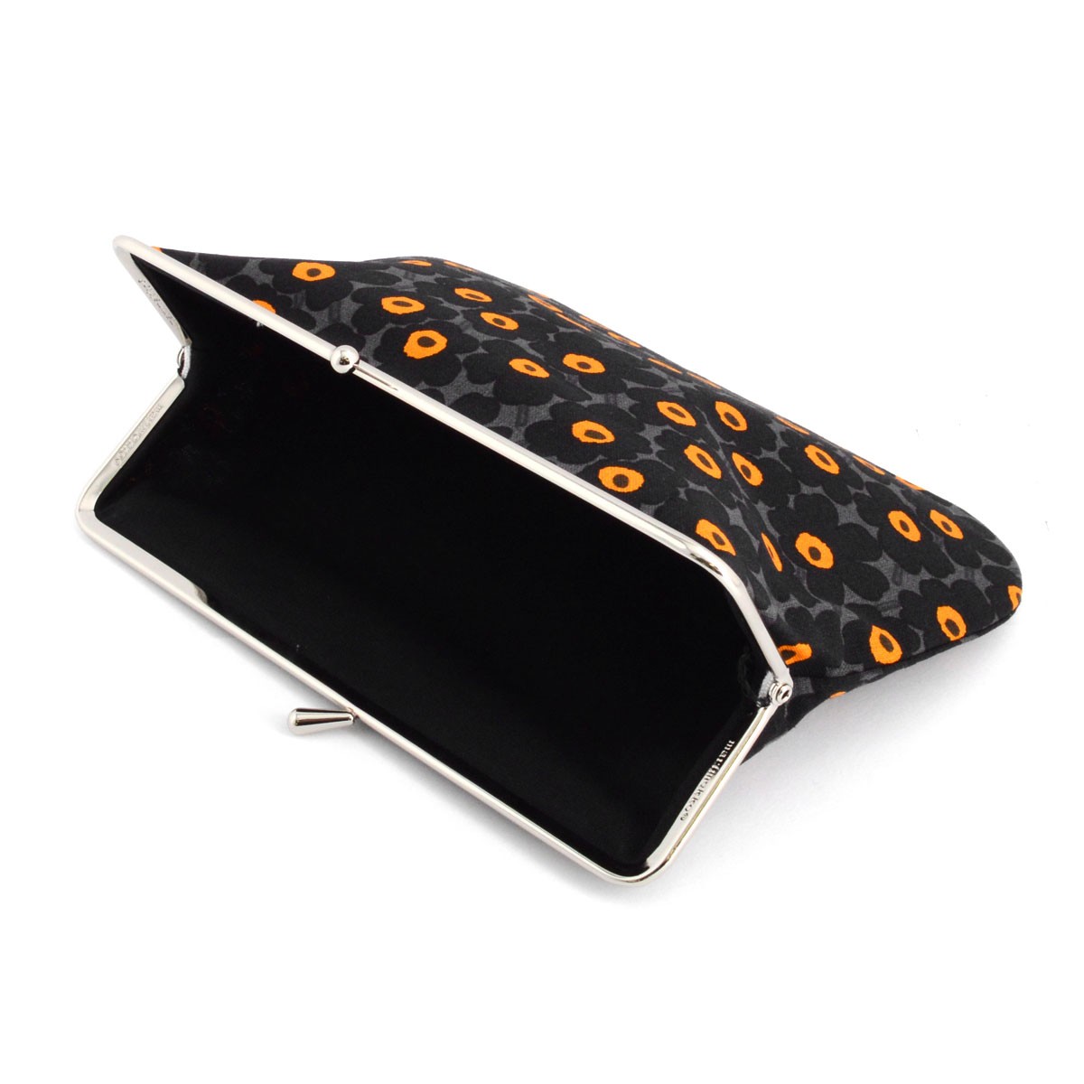 マリメッコ marimekko 042983 992 grey/black/orange PUOLIKAS KUKKARO PIKKUINEN UNIKKO がま口 コットンパース マルチポーチ 小物入れ
