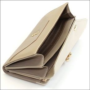 アネロ  ZG-45611-BE 3配色 バイカラー レターシルエット がま口小銭入れ付 長財布 ベージュ