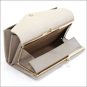 アネロ  ZG-45611-BE 3配色 バイカラー レターシルエット がま口小銭入れ付 長財布 ベージュ