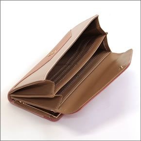 アネロ  ZG-45611-PI 3配色 バイカラー レターシルエット がま口小銭入れ付 長財布 ピンク