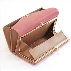 アネロ  ZG-45611-PI 3配色 バイカラー レターシルエット がま口小銭入れ付 長財布 ピンク