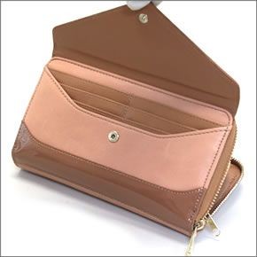 アネロ ZU-B0391-B/N  アウトカードポケット＆L字ファスナー小銭入れ付 配色ウォレット ラウンドファスナー長財布