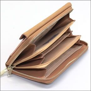 アネロ ZU-B0391-B/N  アウトカードポケット＆L字ファスナー小銭入れ付 配色ウォレット ラウンドファスナー長財布