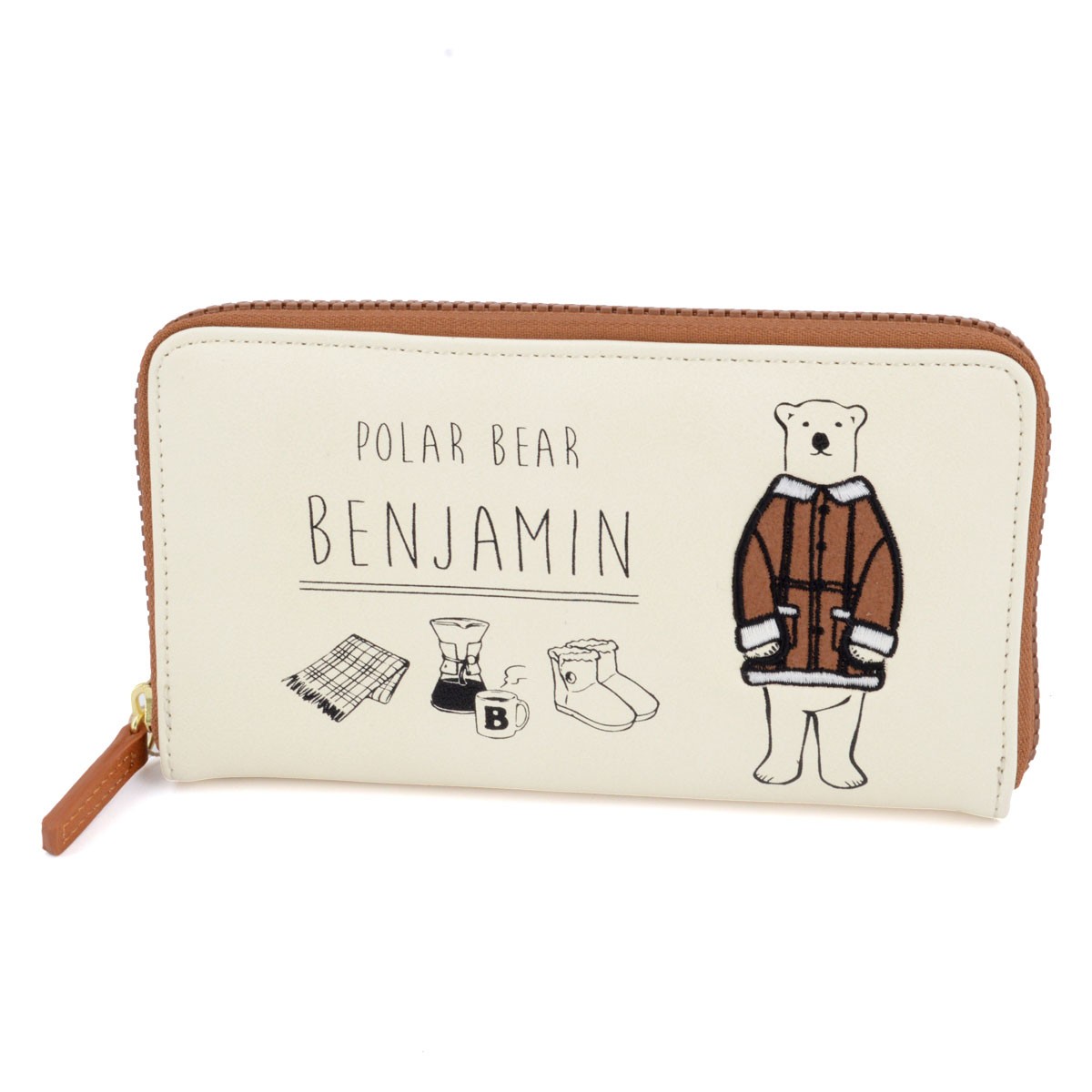 アネロ anello  ZH-L0282-CA POLAR BEAR BENJAMIN オシャレなシロクマ ベンジャミン ラウンドファスナー長財布