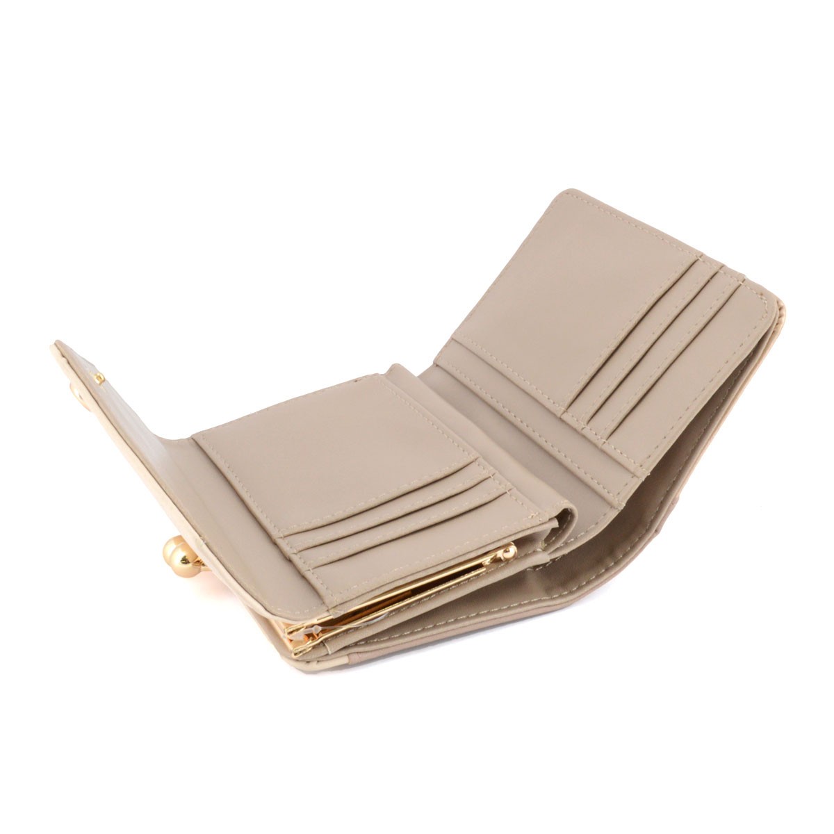 アネロ anello  ZG-45612-BE  3配色 バイカラー レターシルエット がま口小銭入れ付 二つ折り財布