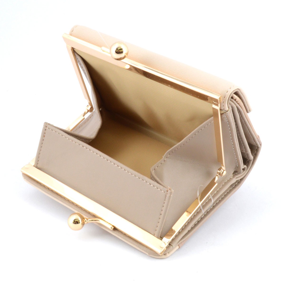 アネロ anello  ZG-45612-BE  3配色 バイカラー レターシルエット がま口小銭入れ付 二つ折り財布