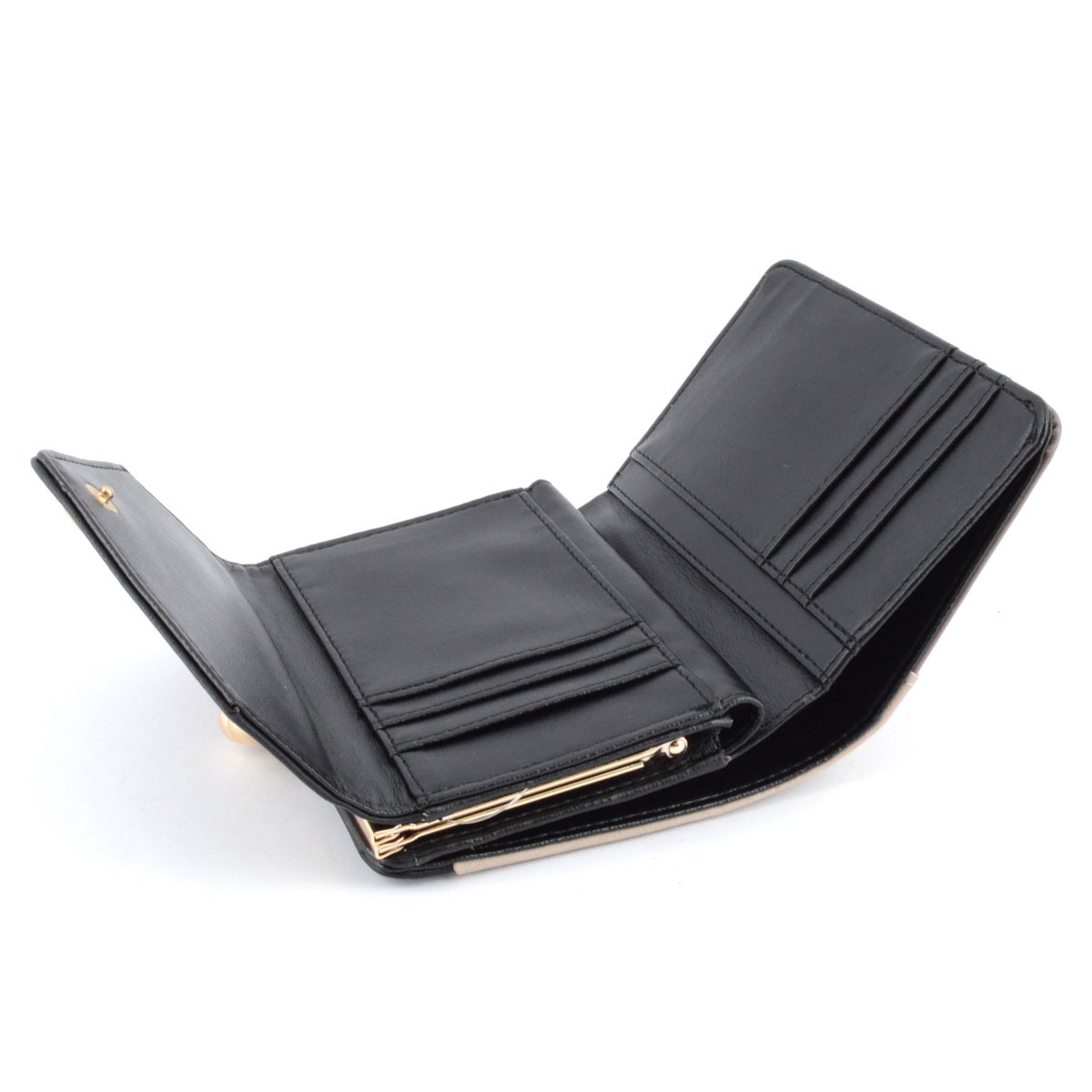 アネロ anello  ZG-45612-BK  3配色 バイカラー レターシルエット がま口小銭入れ付 二つ折り財布