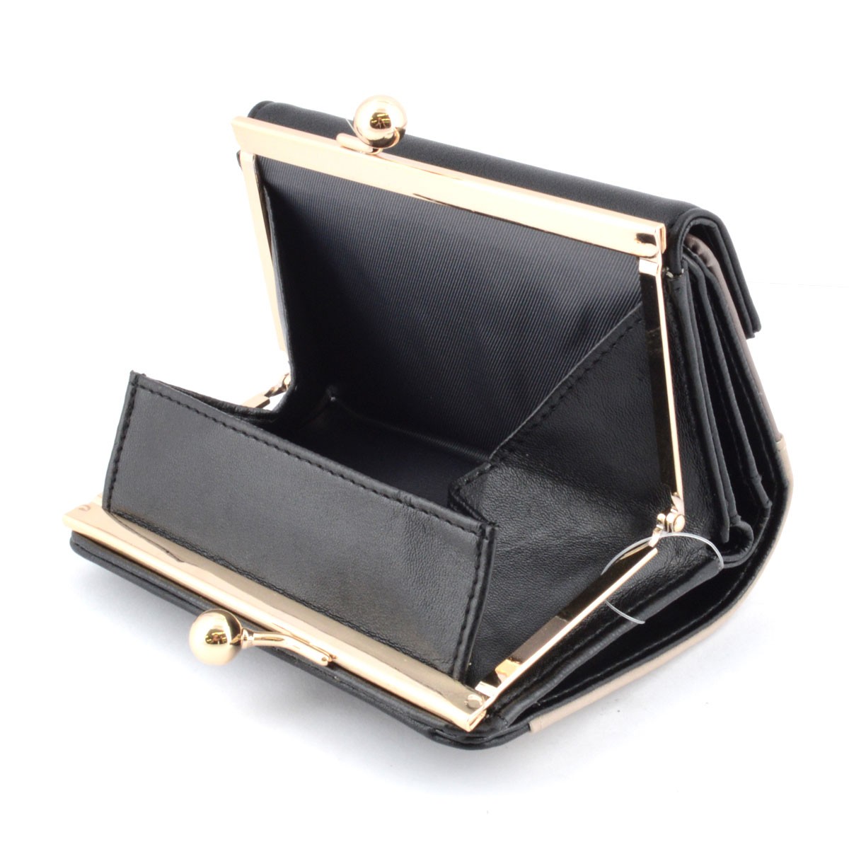 アネロ anello  ZG-45612-BK  3配色 バイカラー レターシルエット がま口小銭入れ付 二つ折り財布