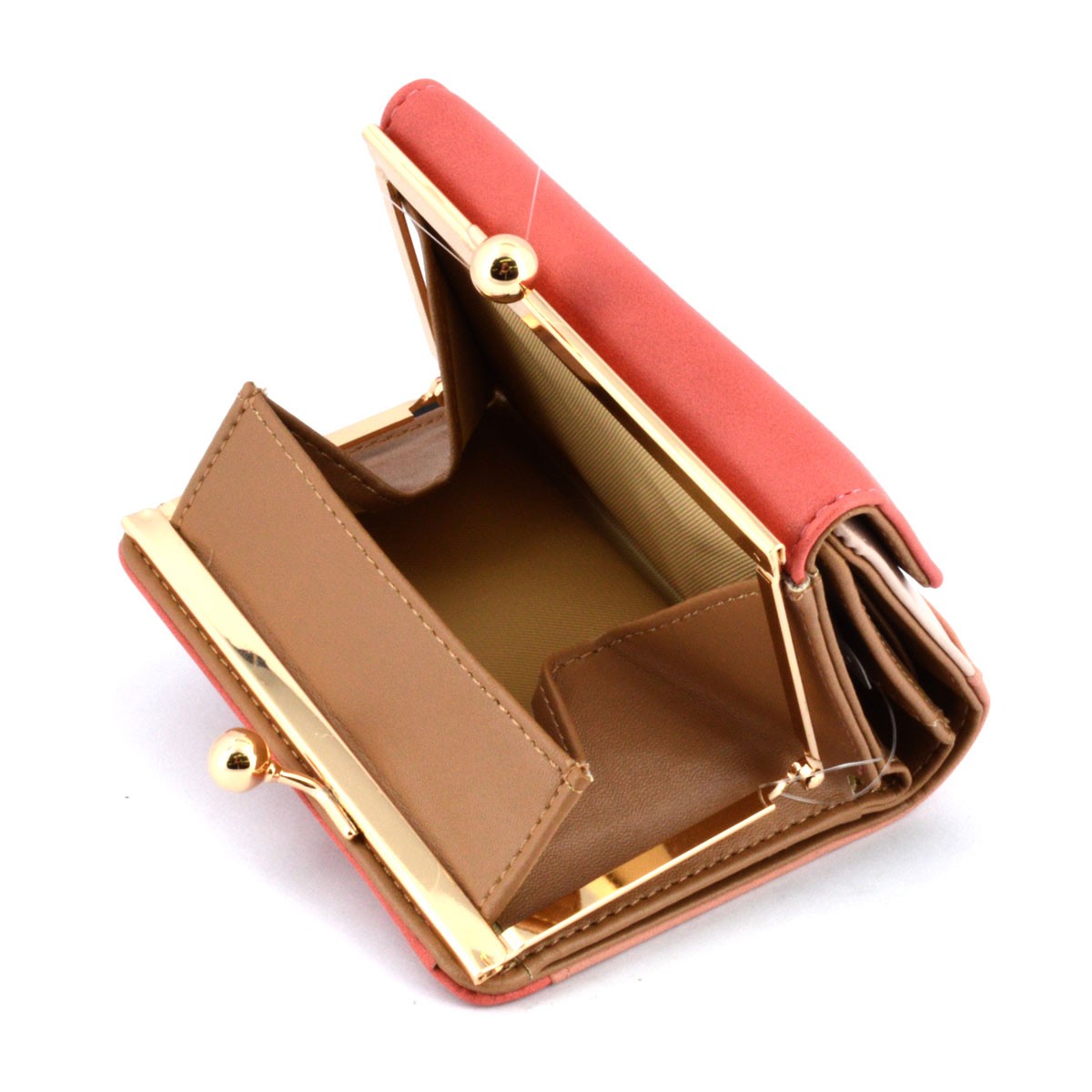 アネロ anello  ZG-45612-PI  3配色 バイカラー レターシルエット がま口小銭入れ付 二つ折り財布