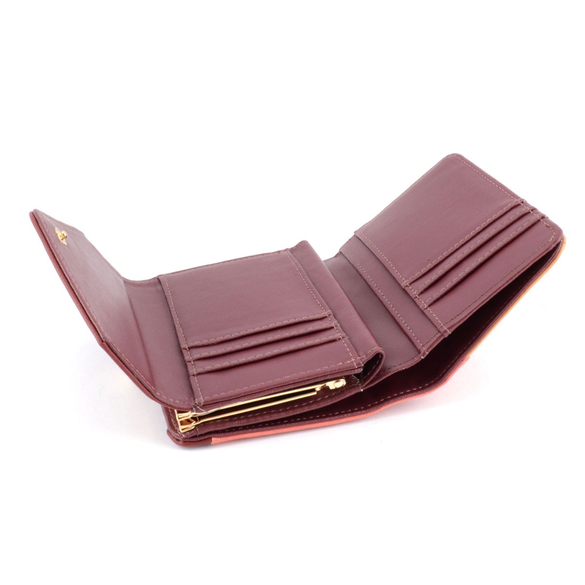 アネロ anello  ZG-45612-WI  3配色 バイカラー レターシルエット がま口小銭入れ付 二つ折り財布