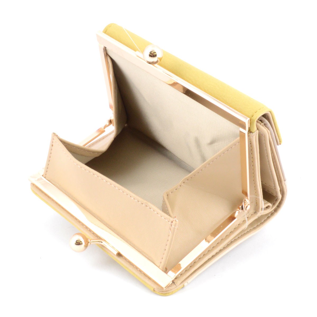 アネロ anello  ZG-45612-YE  3配色 バイカラー レターシルエット がま口小銭入れ付 二つ折り財布