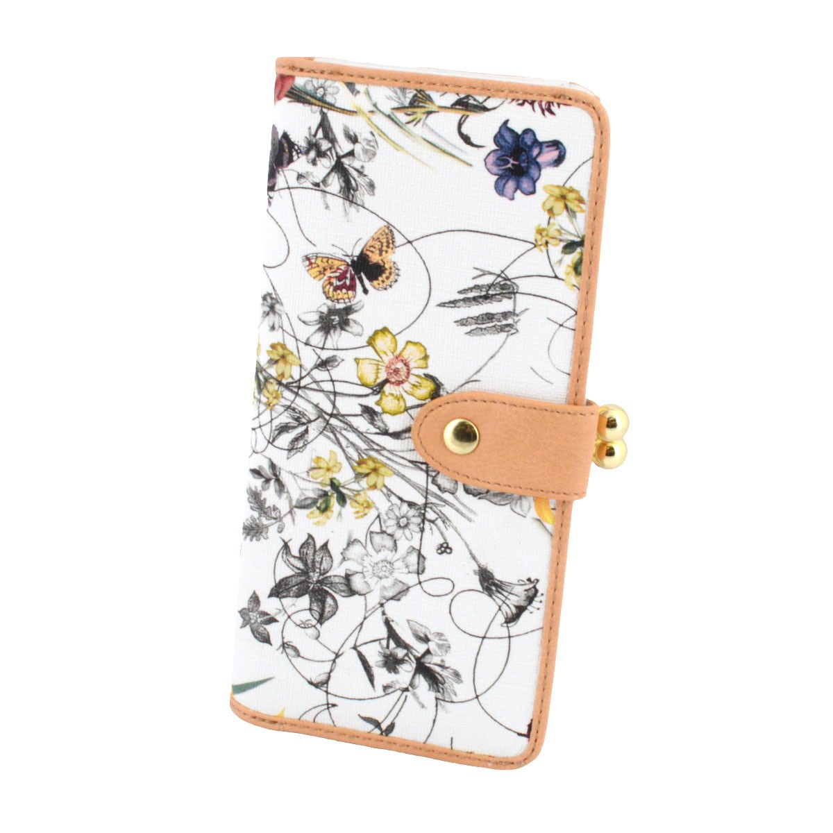 アネロ anello  ZU-M0018-FL  フラワープリント 花柄 がま口小銭入れ付 長財布