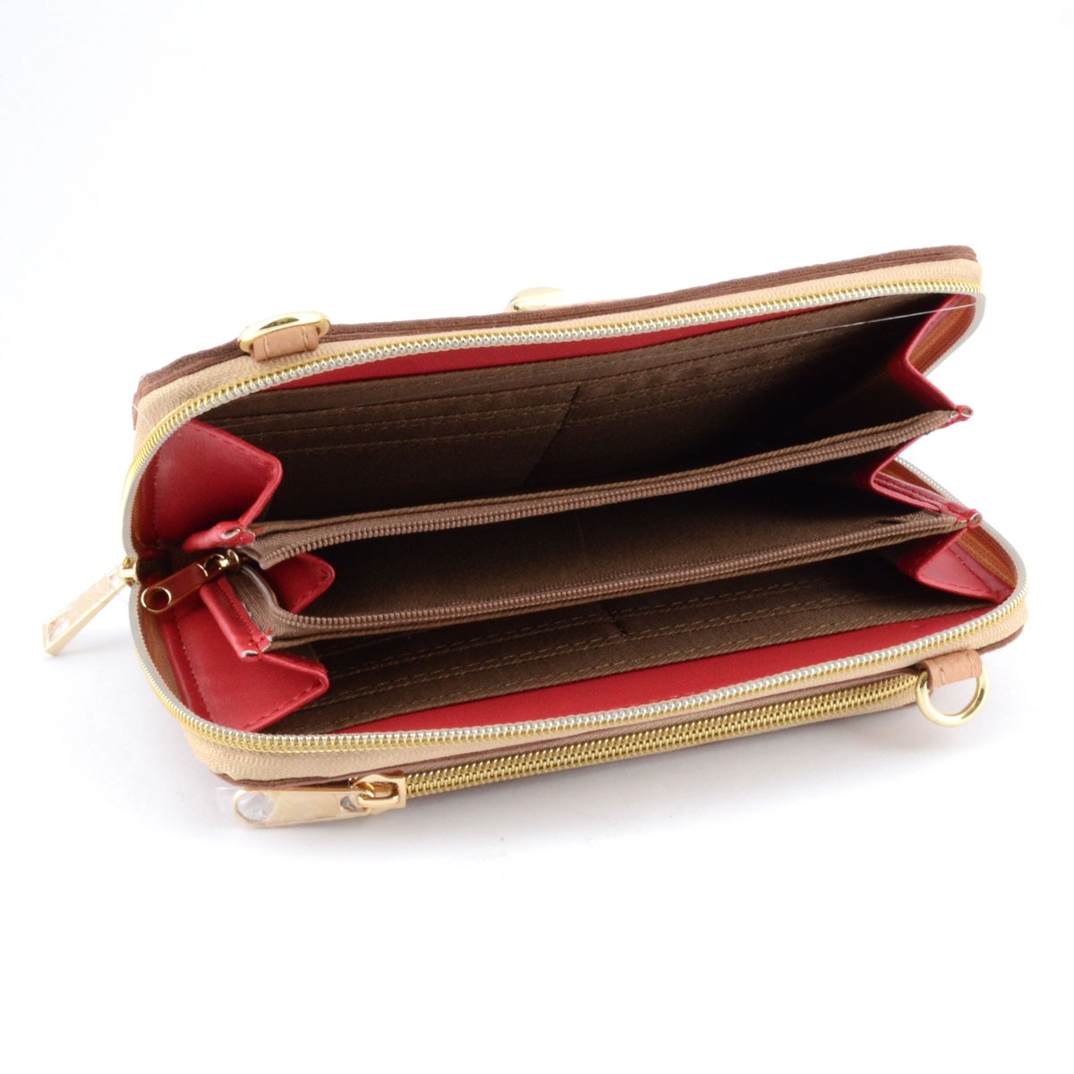 アネロ anello  ZU-M0176-BE  スマホも入るお財布一体型ポシェット 多収納☆お財布ショルダーバッグ これひとつで身軽にお出掛けOK♪