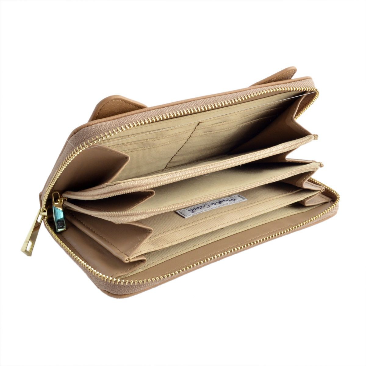 アネロ anello  ZU-M0421-BE 猫フェイス ラウンドファスナー長財布 ☆ジョセフィーヌ シリーズ☆