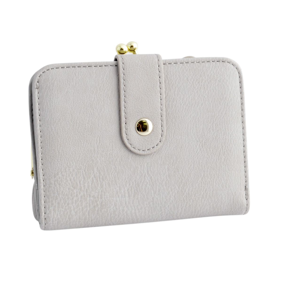 アネロ anello  ZU-M0422-LGY 猫フェイス がま口小銭入れ付 二つ折り財布 ☆ジョセフィーヌ シリーズ☆