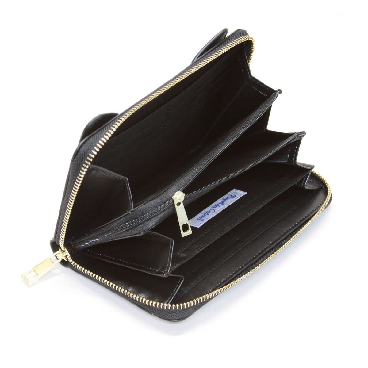 アネロ anello  ZU-M0421-BK 猫フェイス ラウンドファスナー長財布 ☆ジョセフィーヌ シリーズ☆