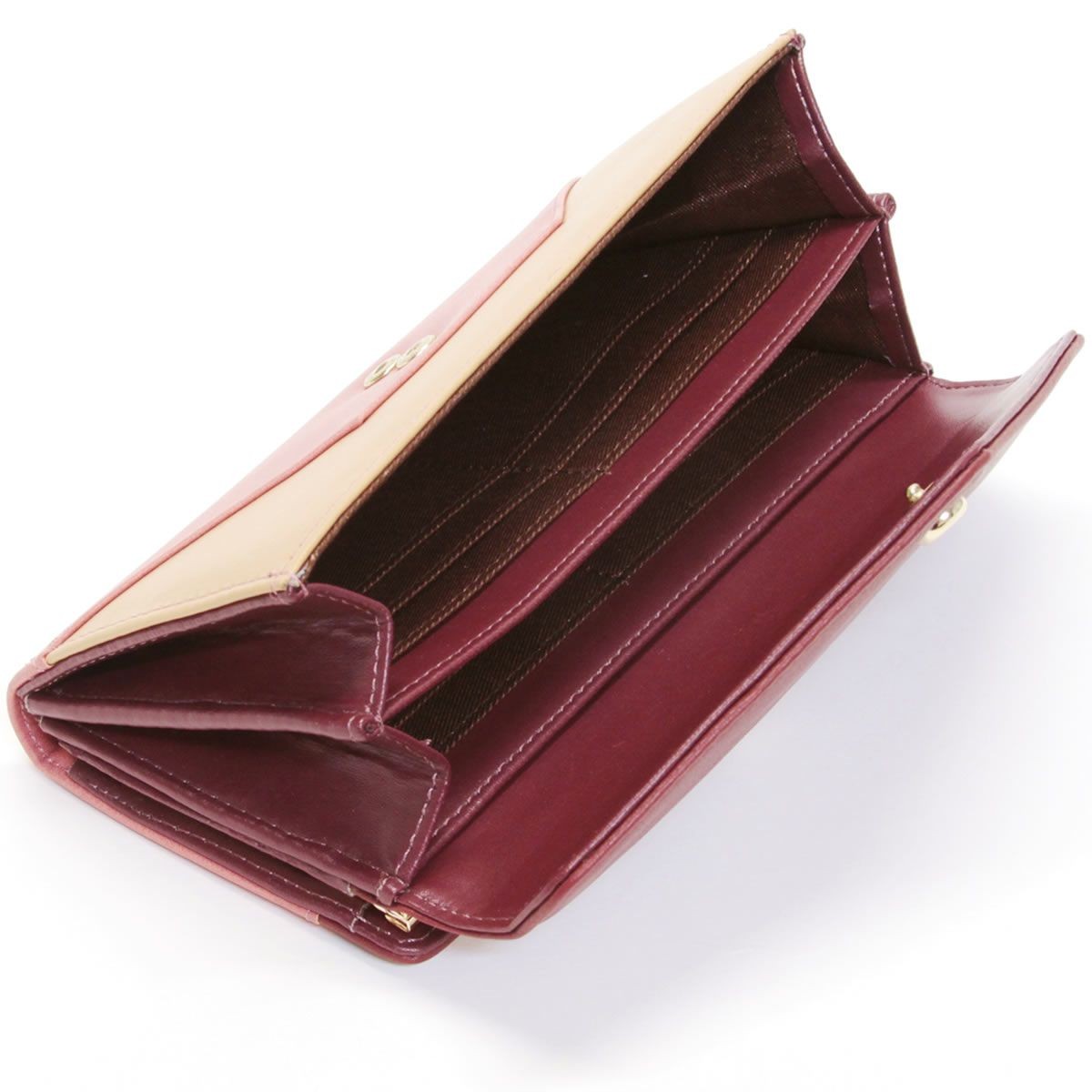 アネロ anello  (パケカドー Paquet du Cadeau) ZG-45611-WI 3配色 バイカラー レターモチーフ メール型 がま口小銭入れ付 長財布