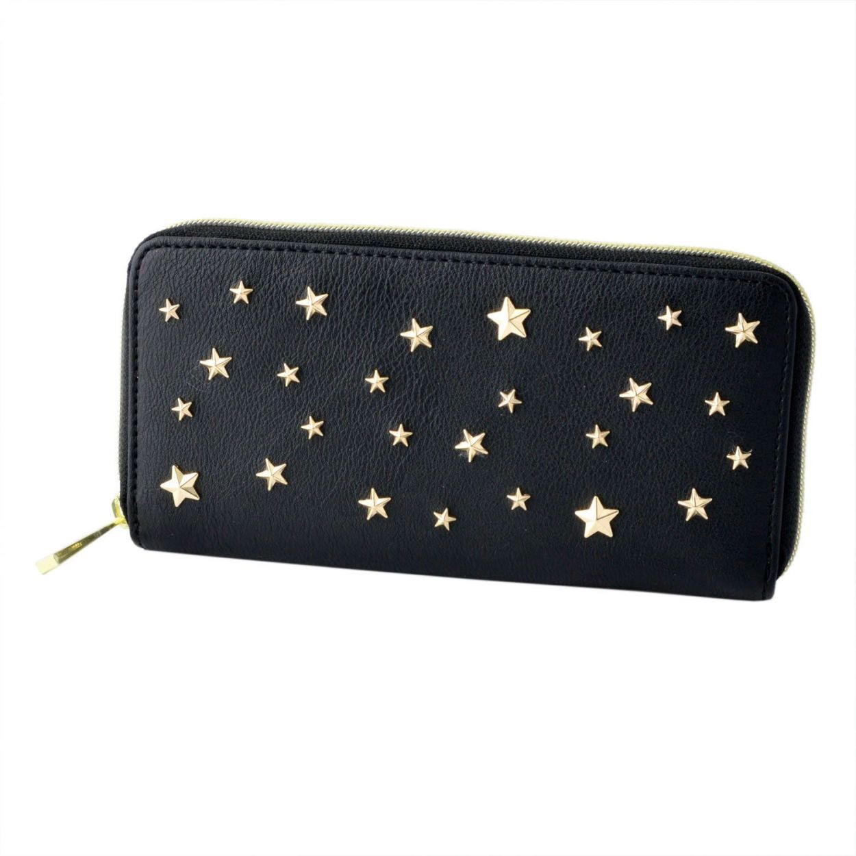 アネロ anello  (パケカドー Paquet du Cadeau) ZU-D0771-BK 星型 スタースタッズ ラウンドファスナー長財布