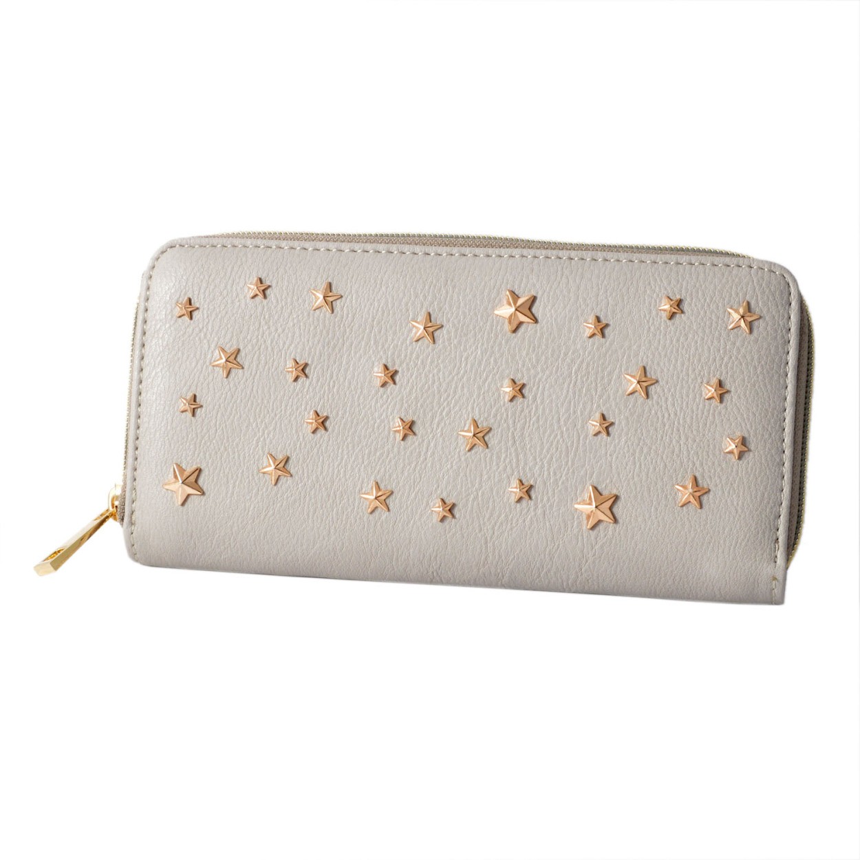 アネロ anello  (パケカドー Paquet du Cadeau) ZU-D0771-LGY 星型 スタースタッズ ラウンドファスナー長財布