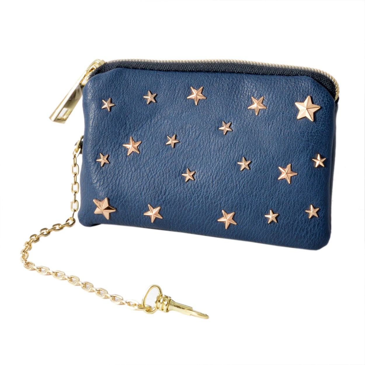 アネロ anello  (パケカドー Paquet du Cadeau) ZU-D0775-NY 星型 スタースタッズ キーリング＆パスケース付 ポーチ 紐が伸び～るリール式で自動改札にも便利♪