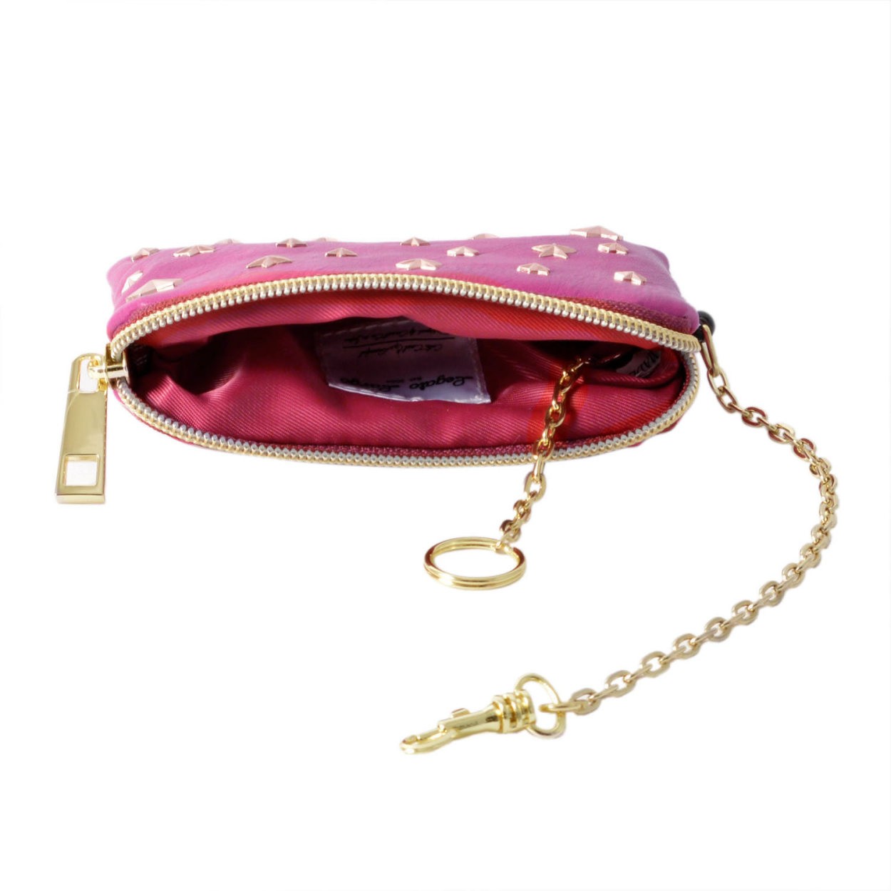 アネロ anello  (パケカドー Paquet du Cadeau) ZU-D0775-ROS 星型 スタースタッズ キーリング＆パスケース付 ポーチ 紐が伸び～るリール式で自動改札にも便利♪