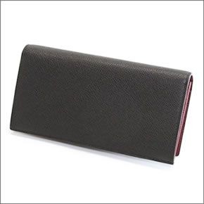 バリー BALIRO.B 86 BLACK/BALLY RED ファスナー小銭入れ付 二つ折り長財布 型押しカーフ