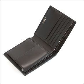 バリー TYE 290 BLACK 小銭入れ付 二つ折り財布 型押しカーフ