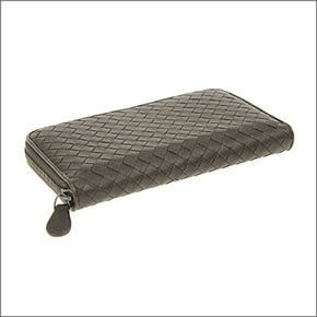 ボッテガヴェネタ ≪取り寄せ商品≫ イントレチャート ラウンドファスナー長財布 ラムレザー ダークブラウン 114076-VX051/2006