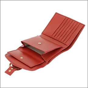 ブルガリ  三つ折り財布 カーフレザー レッド 33901 CALF/RED