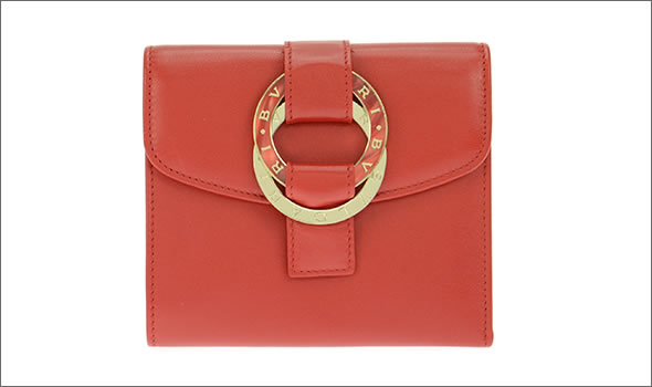 ブルガリ  三つ折り財布 カーフレザー レッド 33901 CALF/RED