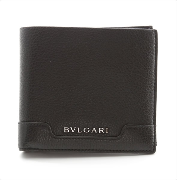 ブルガリ URBAN アーバン 小銭入れ付 二つ折り財布 カーフ ブラック 33403 GRAIN/BLK