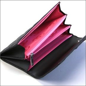 シャネル  50077 Y03880 C2054 CAMBON NOIR/ROSE カンボンライン エナメルココマーク キルティング カーフスキン 二つ折り長財布