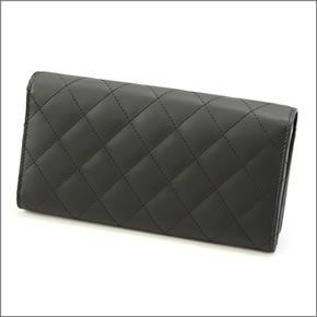 シャネル  50077 Y03880 C2054 CAMBON NOIR/ROSE カンボンライン エナメルココマーク キルティング カーフスキン 二つ折り長財布