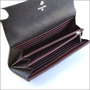 シャネル  50096 Y06500 C3906 CAVIAR NOIR/BORDE マトラッセ キルティング キャビアスキン 型押しカーフスキン 二つ折り長財布