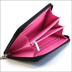 シャネル  50078 Y03880 C2054 CAMBON NOIR/ROSE カンボンライン マトラッセ エナメルココマーク キルティング カーフスキン ラウンドファスナー長財布