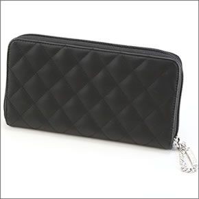 シャネル  50078 Y03880 C2054 CAMBON NOIR/ROSE カンボンライン マトラッセ エナメルココマーク キルティング カーフスキン ラウンドファスナー長財布